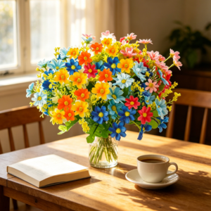 6 UV Resistant Artificial Flowers Outdoor Fake Daisy Mums No Fade Greenery Porch Spring