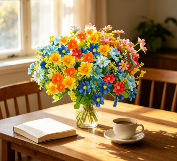 6 UV Resistant Artificial Flowers Outdoor Fake Daisy Mums No Fade Greenery Porch Spring